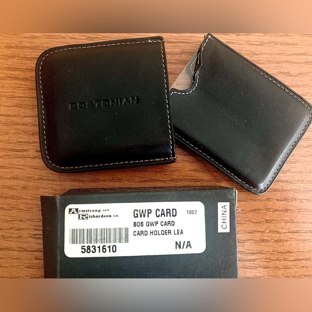 Bostonian Classic Black Leather Card  Holder Set